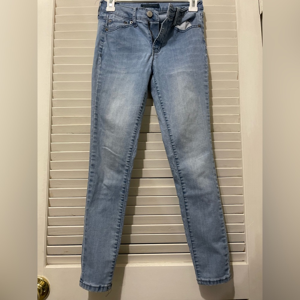 Aeropostale Blue High Rise skinny jeans EUC